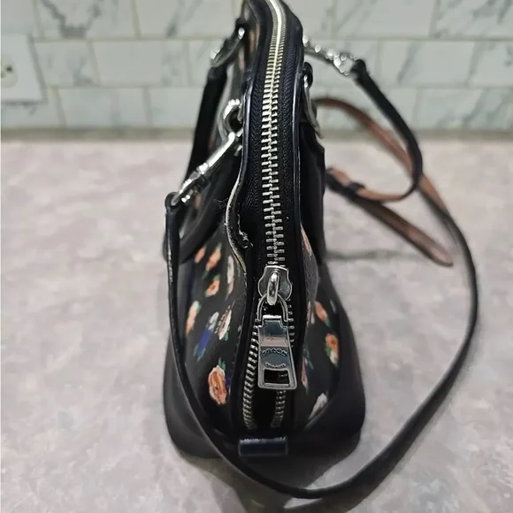 Beautiful COACH Black Floral Handbag Mini Tote Bag See Description NWOT - Picture 4 of 13